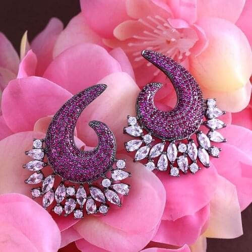Better New Luxury Flower Exposion Design Cubic Zirconia Ear Earrings Shinning Wedding Stud Earring