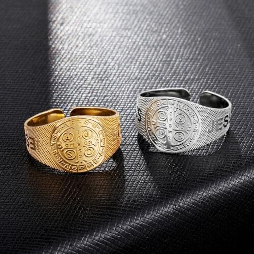 Gold Silver Plated Religion Cross Rings for Women Men 316L Stainless Steel Open Adjustable Rings Fashion Jewelry Gift 2020