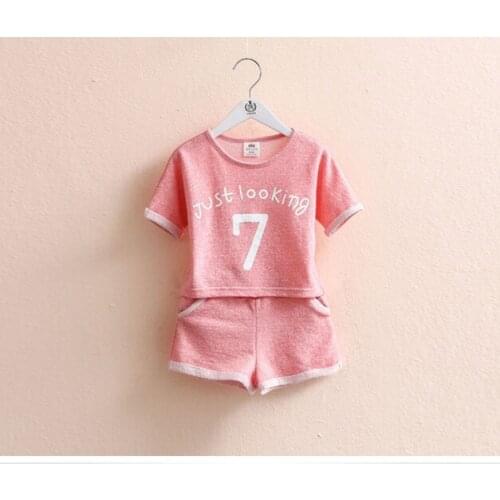 2021 2pcs Summer Baby Girls Children Casual Thin Suit Tops + Short Girls Clothes Kids Clothes sets 2-8