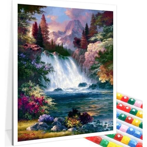 5D Landscape Waterfall Diamond Painting DIY Full Square Round Handmade Diamond Mosaic Cross Stitch Home Decoration Gift