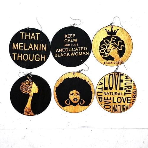 Free shipping!!mixed design African woman wooden earrings