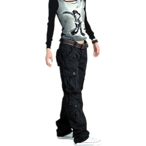 Army Cargo Pants Women Big Size Loose Street Dance Trousers Ladies Hip Hop Baggy Multi-pocket Capri Pants Female