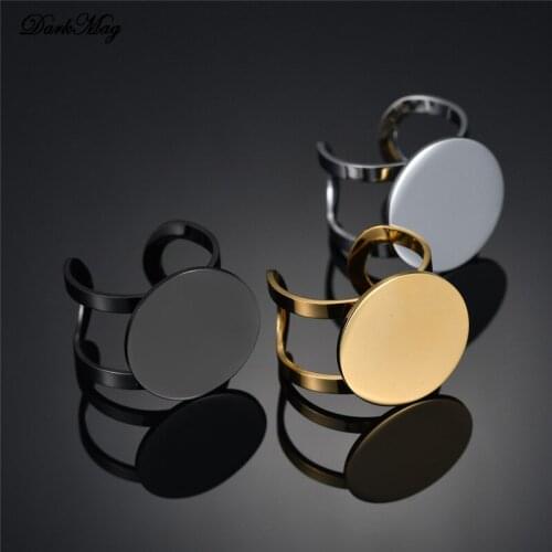 DarkMag Original Design Gold Color Round Hollow Geometric Rings For Women Fashion Open Ring Stainless Steel Ring Female Jewelry