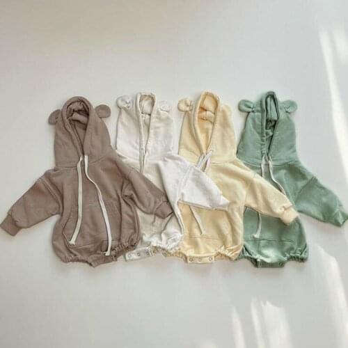 Spring Autumn Baby Boy Girl Hooded Rompers Kids Long Sleeve Rompers Kids Baby Boy Girl Newborn Rompers Children Clothes