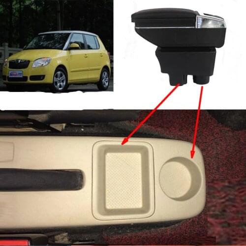 For Fabia Roomster armrest box central Store content Storage box with cup holder ashtray USB interface products 2006-2015