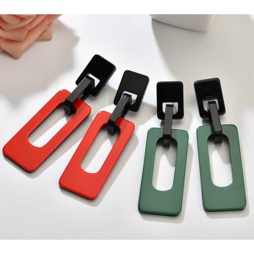 Personality 2019 Trapezoid Large Long Acrylic Acetate Drop Earrings For Women Rectangle Tortoiseshell Earring Za Jewelry