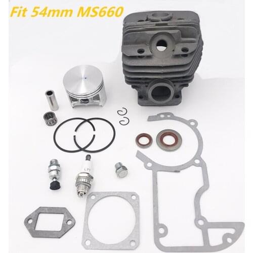 Quality Chainsaw Use Nikasil Plate 54mm Cylinder & Piston Pin Kit Fits STIHL 066 MS660 benzinli testere Engine Replacement Parts