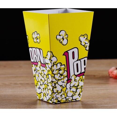 100 Pcs Disposable Popcorn Box Paper Cup birthday party wedding Cinema Market Square Popcorn Barrel Popcorn Box blue Custom