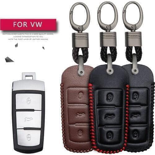 Leather Car Key Cover Case Holder Shell For Volkswagen VW CC Passat B6 B7 Passat 3C Magotan R36 B5 B7L Car Interior Accessories