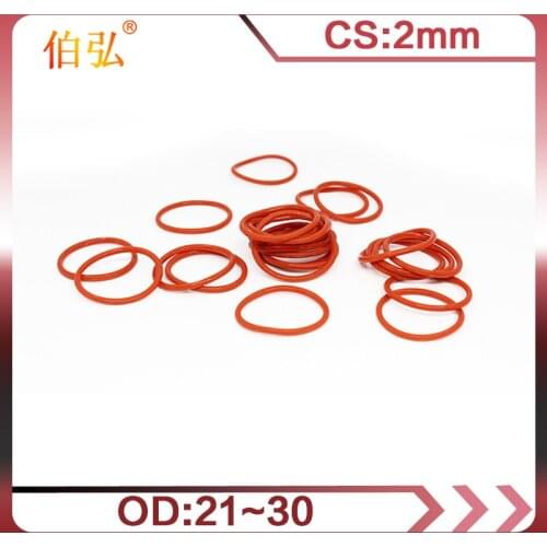 Red Silicon Ring 5PCS/lot Silicone/VMQ O-Ring OD21/22/23/24/25/26/27/28/29/30*2mm Thickness Rubber O Ring Seal Gasket Washer
