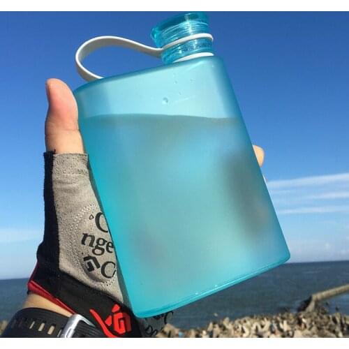 Ins Hot A5 Creative Matte Flat Plastic Water Bottle Cycling Bike Outdoor Sports Portable Notebook Mug Slim Drinkware 380ml