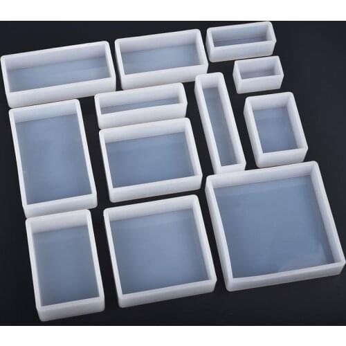 Cuboid Cube Silicone Mold Crystal Epoxy Resin Mold DIY Jewelry Pendant Storage Tray Mold Square Rectangular Casting Accessories