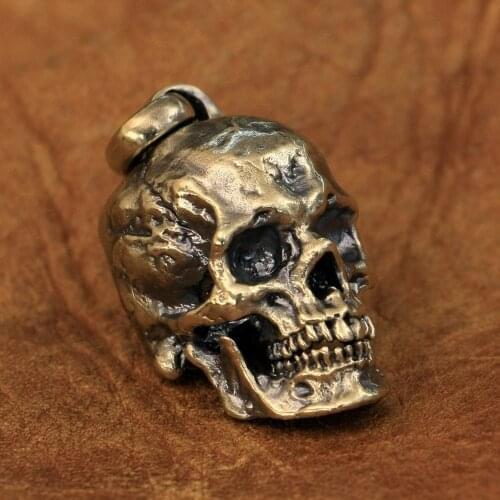 LINSION High Details Brass Huge Skull Mens Biker Rock Punk Pendant BR177 JP