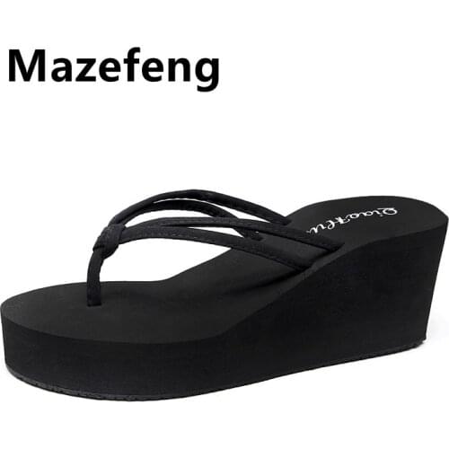 Mazefeng Summer Women Flip Flops Casual Sequins Anti-Slip Slippers Beach Flip Flat Sandals Beach Open Toe Shoes for Ladies Shoes