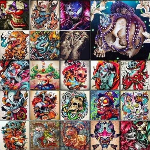 5d diamond painting kit set Skull flower horror zombie cartoon complet cuadros full square embroidery dirll drawing Cross stitch