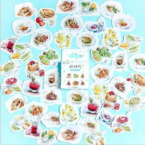 46 Pcs/Box Cute Food Paper Sticker Decoration DIY Scrapbooking Sticker Stationery Kawaii Diary Label Stickers