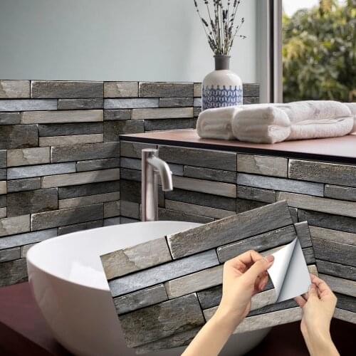 Retro Mosaic Brick Tile Stickers For Bathroom Kitchen Wallpaper Waterproof Self adhesive Wall Sticker Home Decor Bath DIY Decal