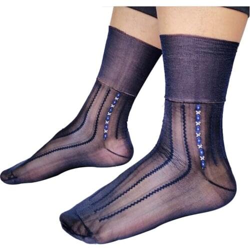 PEAJOA Brand Striped Thin Socks for Gentlemen Nylon Silk Mens Sexy Soft Gay Socks Fetish Collection Male Sheer