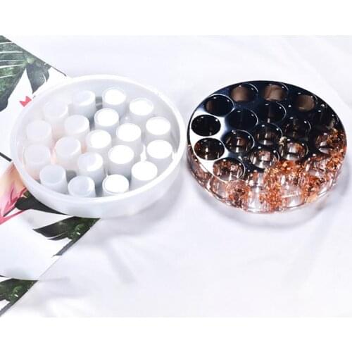 Lipstick Organizer Epoxy Resin Silicone Mold 19-Slot Lipstick Holder Mold Epoxy Resin Molds for DIY Jewelry Making Tools