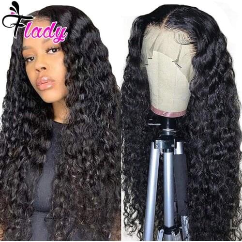 32 inch Water Wave Wig HD Lace Frontal Wig Pre Plucked Remy 13x4 Lace front Wig Human Hair Wigs for Black Women Flady Hair