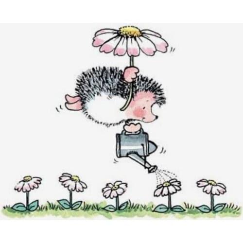 Hedgehog Water Flowers Transparent Silicone Rubber Stamp And Metal Die Sheet Cling Scrapbooking DIY Cute Pattern Photo Album