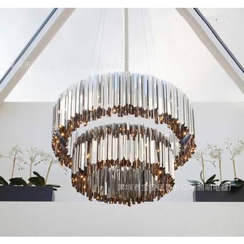 Postmodern Luxury Simple Living Room Hotel Stainless Steel Chandelier Fashion Restaurant Villa Exhibition Hall Round Chandelier