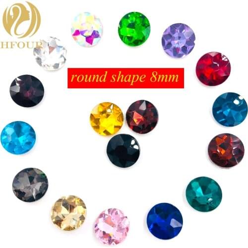 8mm 50pcs/pack round shape Gemstone Flower pointback loose rhinestones glass crystal nail art DIY necessary