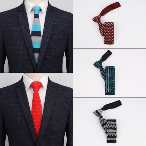 Linbaiway 5.5cm Knitted Neckties for Mens Knit Neckties for Wedding Party Dress Gravatas Slim Necktie Accessory Gift Custom LOGO