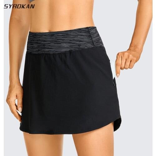 SYROKAN Womens Lightweight Athletic Skirts Tennis Golf Sports Stretch Skorts with Zipper Pocket