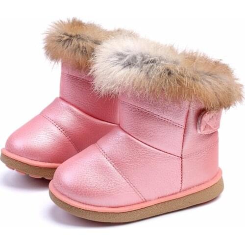 Winter Toddler Baby Snow Boots Shoes Warm Plush Soft Bottom Baby Boys Girls Boots Leather Winter Snow Boot Kids Shoes