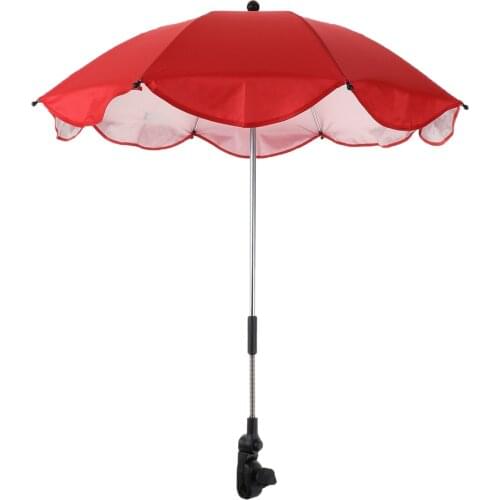 2 Pieces Red Summer Sunshade Umbrella UV Protection Beach Shelter Outdoor Lightweight Parasol with Sand Anchor for Coast