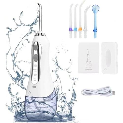 Oral Irrigator USB Rechargeable Water Flosser Portable Dental Irrigator 5 Nozzles 300ML Water Tank for Teeth Cleaner Whitening