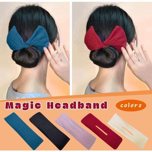 1PCS Woman Headband Solid Multifunctional Magic Clip Bow Blast French Dressing Updo Bands Head Wrap Bandage Hairpins Accessories