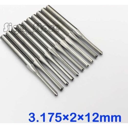10pcs Double Flute Straight Slot Carbide Cutters CNC Router Bits 3.175 *2 * 12mm
