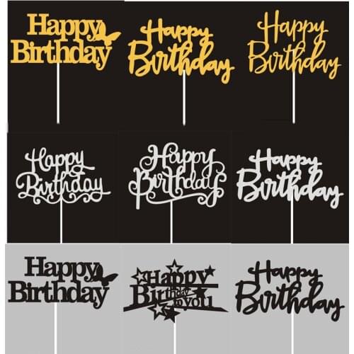 10pcs/pack Cake Decorations Tools Happy Birthday Cake Toppers for Dessert Party Decor Birthday Cake Toppers DIY Baking Suppllies