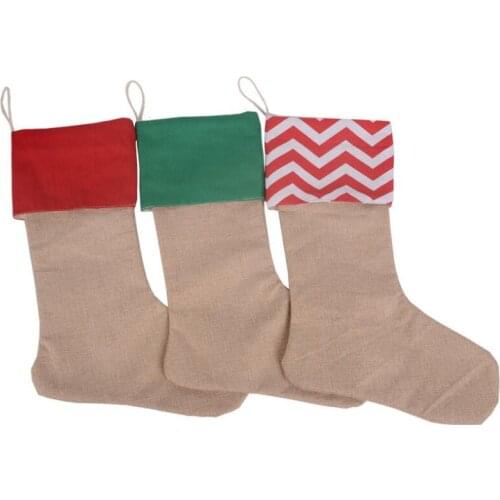 12*18 inch canvas Christmas stocking gift bags canvas Xmas stocking Plain Burlap decorative socks bag LX7789