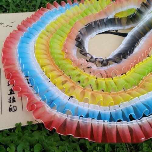 2 meters 25mm Gradient Gauze Organza Wrinkled Ribbon Diy Craft Doll Toy Clothes Dress Accessories Materials