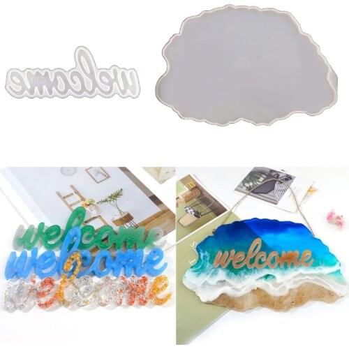 2 Pcs/Set Crystal Epoxy Resin Mold House Door Hanging Plate Silicone Mould DIY Crafts Decorations Pendant Making Tool