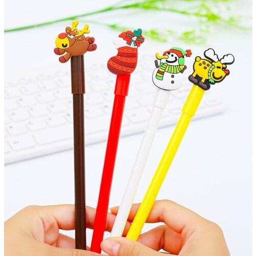 30pcs creative cartoon Christmas series old man Snowman modeling neutral pen black student signature pen