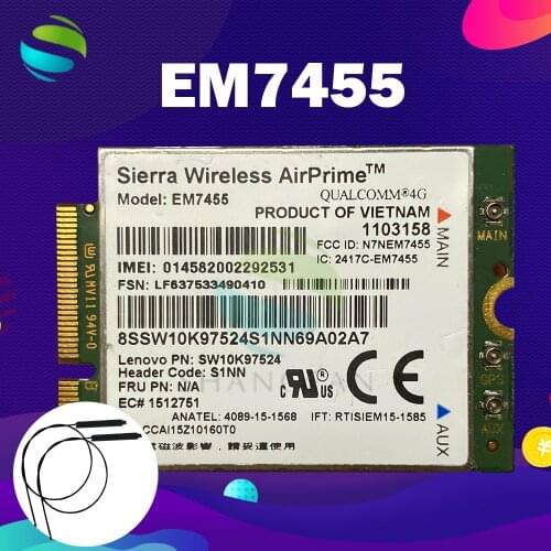 4G LTE WWAN CARD for Sierra Wireless Airprime EM7455 GOBI6000 FRU:S1NN For Lenovo X270 T470 T470S T470P P51 P71 2017 X1 +Antenna