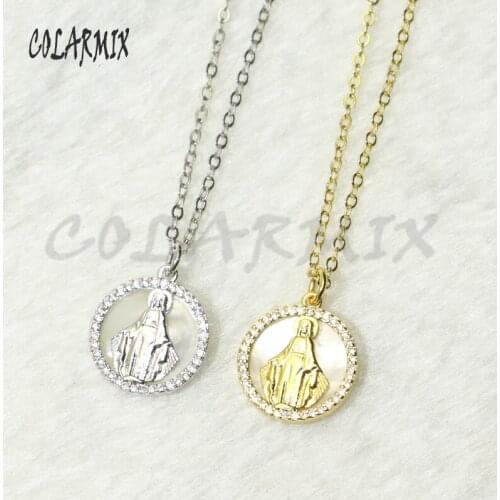 8 Pcs Jesus charm jewelry shell charm necklace religion jewelry fashion accessories zircon accessories jewlery for women 9591