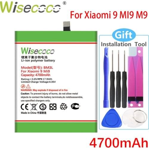 WISECOCO 4700mAh BM3L Battery For Xiaomi 9 MI 9 Mobile Phone In Stock High Quality Battery+Tracking Number