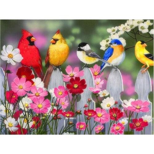 Diamond Painting Full Circle Diamond Kit Rhinestone Picture Art Craft Home Door Decoration (Bird Garden)
