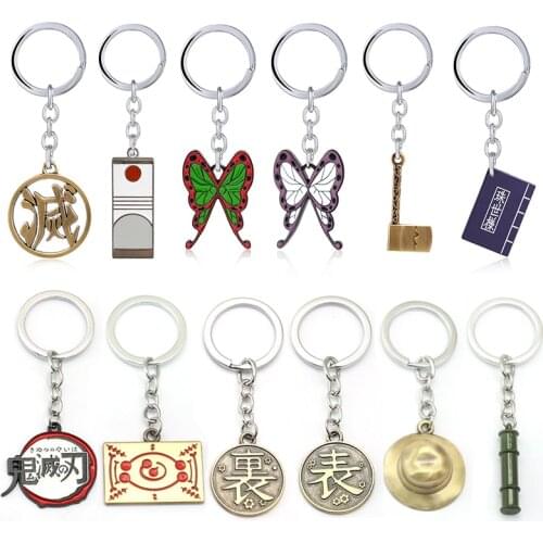 Anime Demon Slayer: Kimetsu No Yaiba Keychain Kamado Tanjirou Keyrings Tsuyuri Kanawo Butterfly Kochou Shinobu Cosplay Jewelry