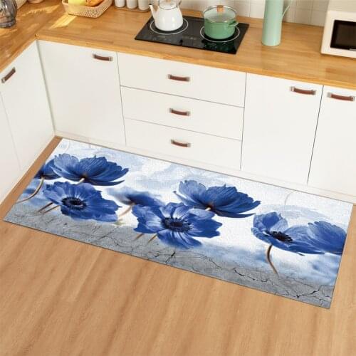 Bohemia Home Bath Mat Carpet Flower Vintage Kitchen Mat Floor Mat Door Entrance Mat Rugs for Living Room Dining Room