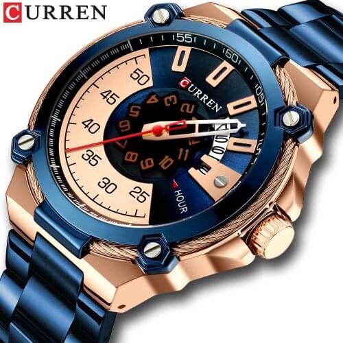 CURREN Watch Men Stainless Steel Sport Quartz Watches Top Brand Luxury Mens Fashion Waterproof Wrist Watches Relogio Masculino