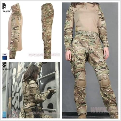 EMERSON Tactical Military uniform Multicam G3 Woman combat uniform tactical pants with knee pads camouflage suit hunting clothes