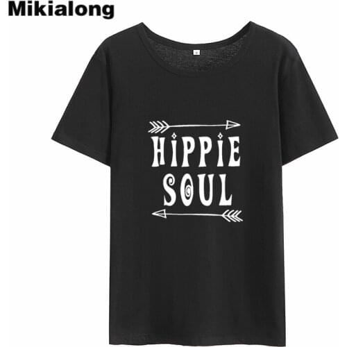 Mikialong Hippie Soul Harajuku T Shirt Women Cotton Printed Tshirt Women Black Tumblr Tee Shirt Femme Ulzzang Women Tshirt Top