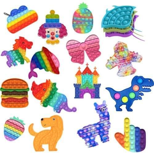 Reliver Stress Toys Rainbow Push Bubble Antistress Toys Sensory Toy To RelieveAutism Push Pops Bubble Sensory Free Shipping