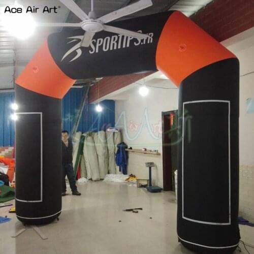 Customized 3.5x3m black orange mini racing arch inflatable arch balloon with sticker boxes and logo internal blower